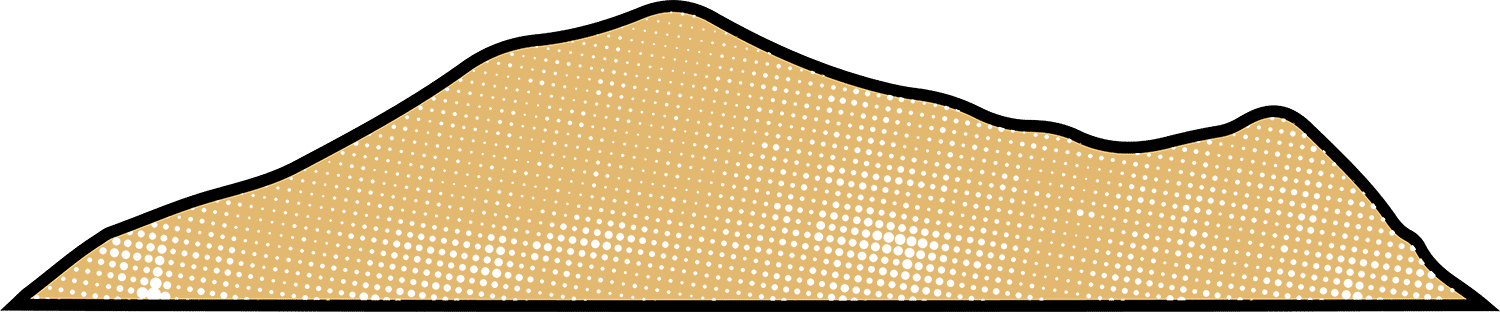 Mountain shape with outline and halftone texture