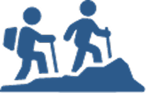 icon of two people hiking up an inclined surface overall