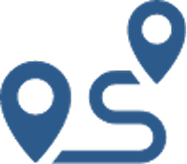 Icon of two map pin symbols and a curvy line